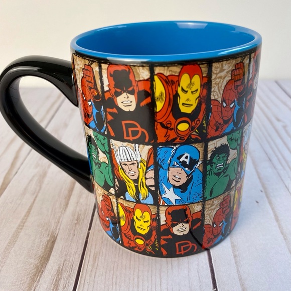 Marvel superhero’s grid coffee cup, character mug, black handle - Picture 3 of 9
